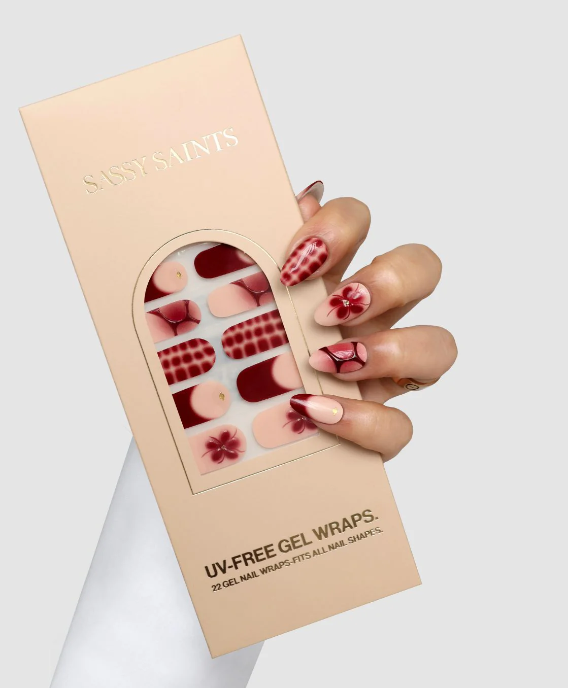 Burgundy Bloom (3D) Gel Wrap - Image 3